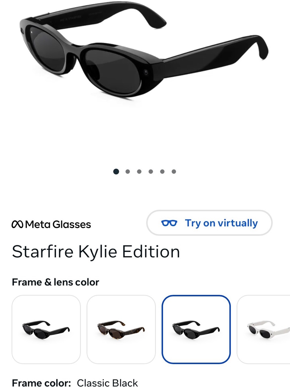 Meta Starfire Kylie Edition Smart Glasses - Classic Black